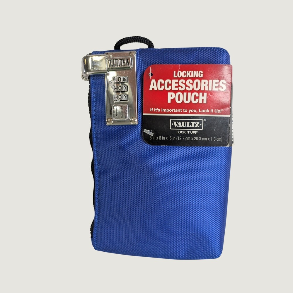 Vaultz Combination Locking Security Pouch 5x8 Blue School Office Travel Privacy